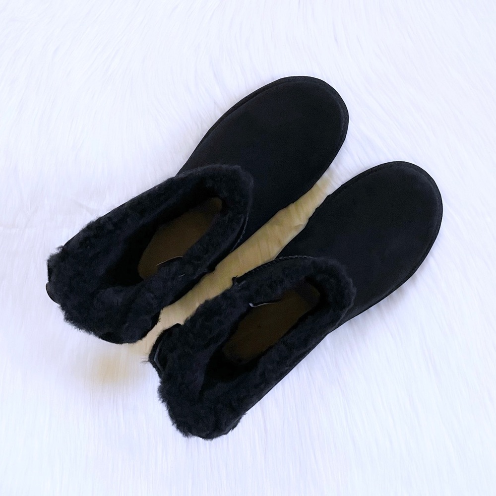 UGG Classic Double Bow Mini Black Suede Boots - Picture 4 of 9